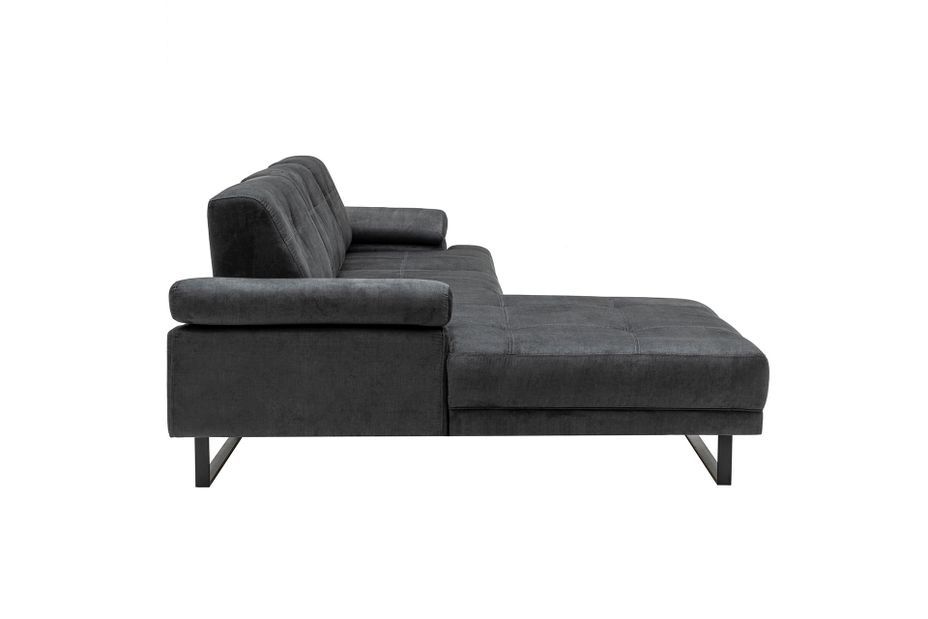 Canapé d'angle gauche tissu anthracite et métal noir Kustone 314 cm - Photo n°10