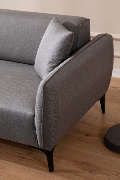 Canapé d'angle gauche tissu gris clair Bellano 270 cm - Photo n°4