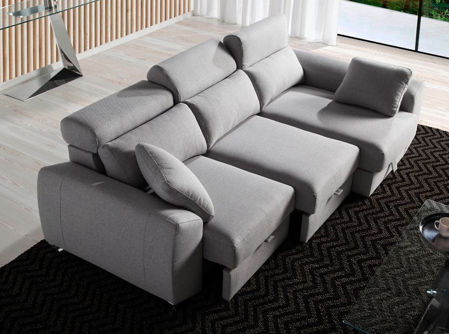 Canapé d'angle gauche tissu gris Kaninawa 2 - Photo n°4