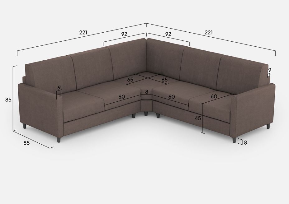 Canapé d'angle moderne italien tissu marron Korane - 5 tailles - Photo n°20