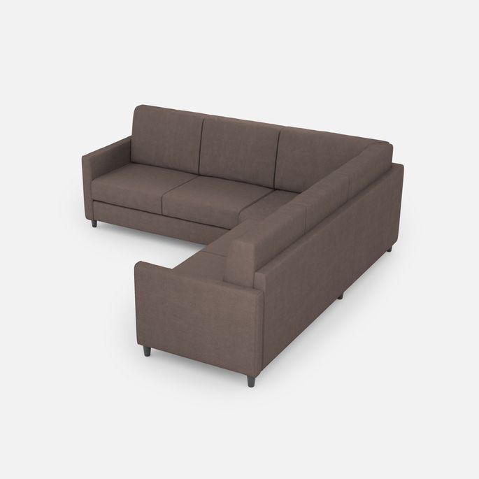 Canapé d'angle moderne italien tissu marron Korane - 5 tailles - Photo n°4