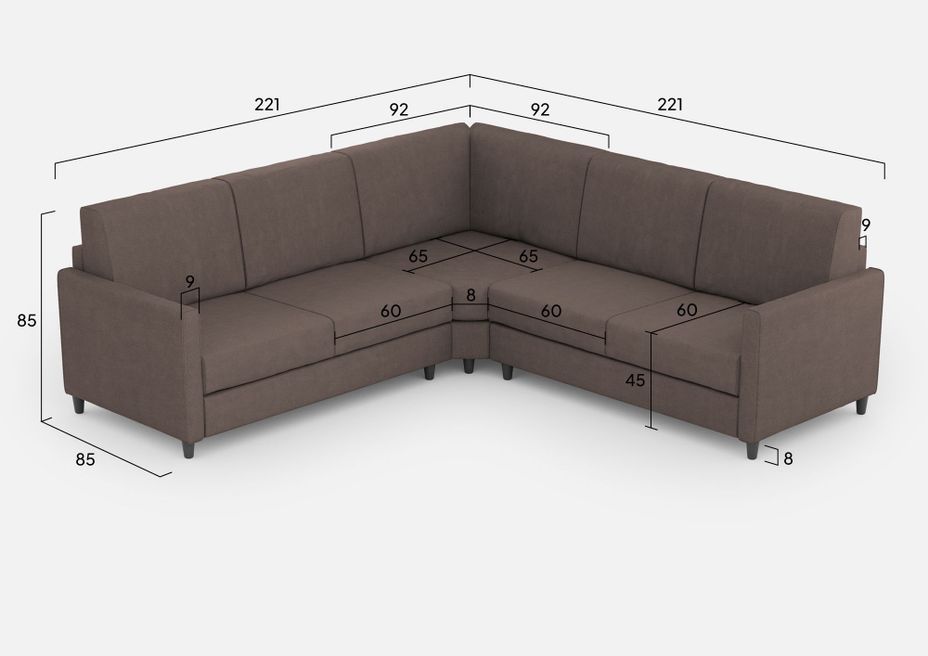 Canapé d'angle moderne italien tissu marron Korane - 5 tailles - Photo n°11
