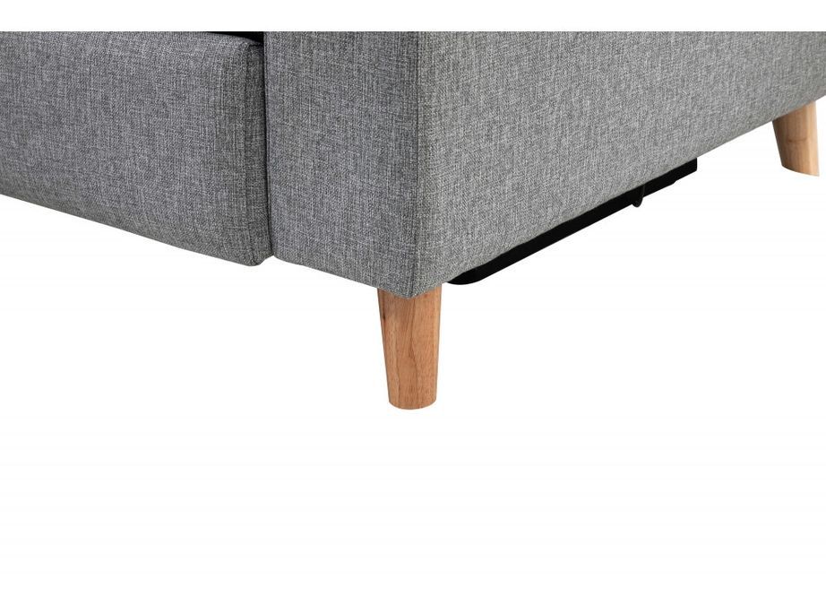 Canapé d'angle relaxation gauche manuel 3 places scandinave tissu gris clair Kinat - Photo n°10