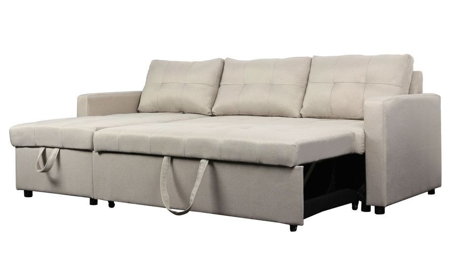 Canapé d'angle réversible convertible tissu beige Cuba 230 cm - Photo n°5
