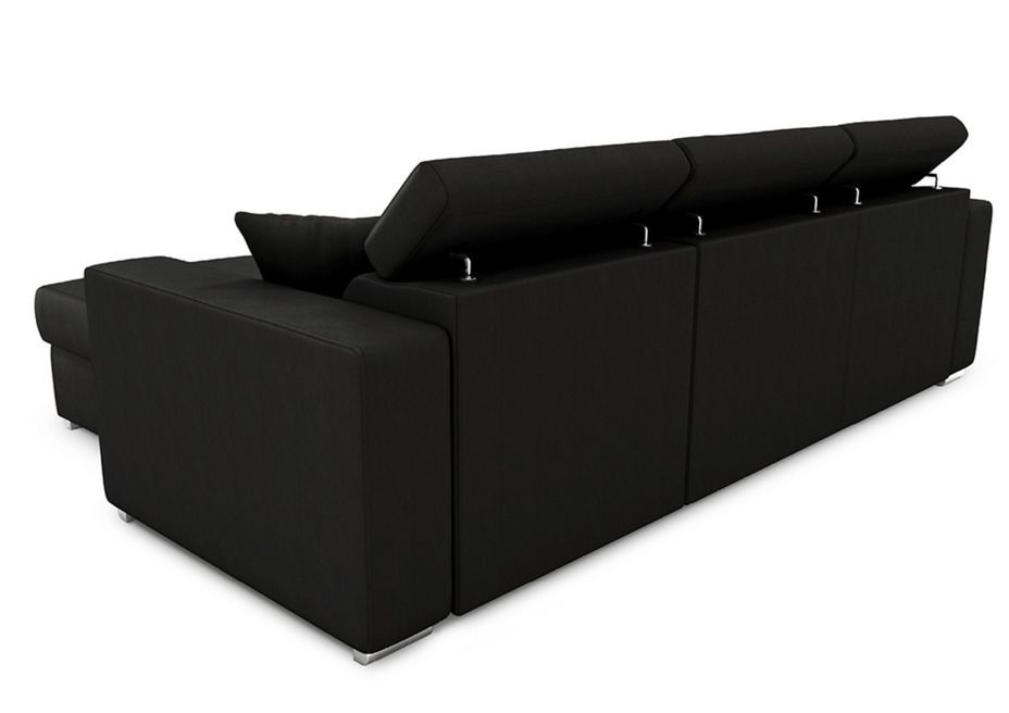 Canapé d'angle réversible et convertible simili noir Sinka - Photo n°5