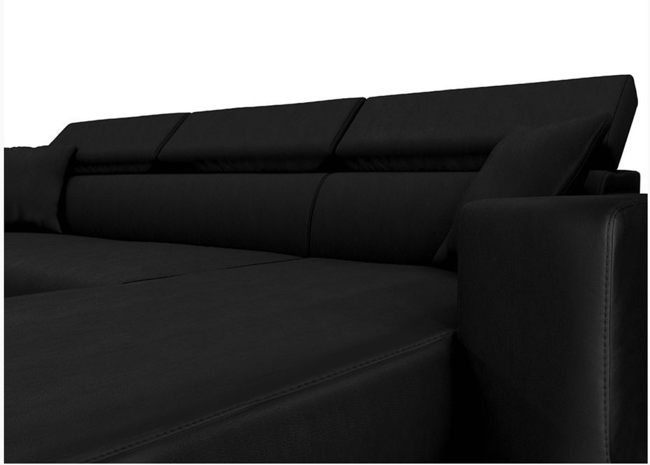 Canapé d'angle réversible et convertible simili noir Sinka - Photo n°6