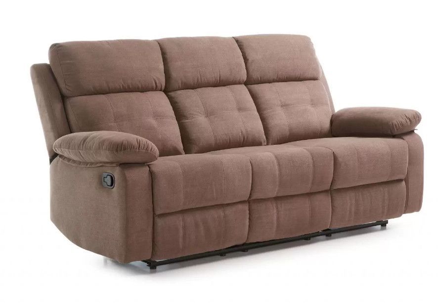 Canapé de relaxation 3 places électrique microfibre marron Doka - Photo n°1