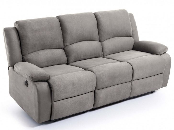 Canapé de relaxation électrique 3 places microfibre gris Confort - Photo n°4