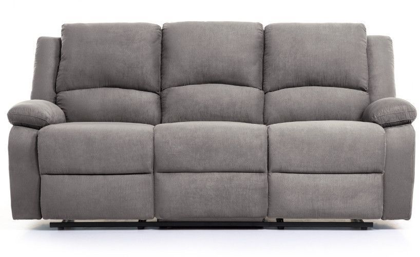 Canapé de relaxation électrique 3 places microfibre gris Confort - Photo n°1