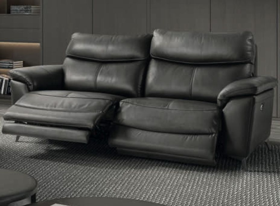 Canapé de relaxation électrique en cuir Siska - 2 couleurs - 1, 2 ou 3 places - Photo n°2