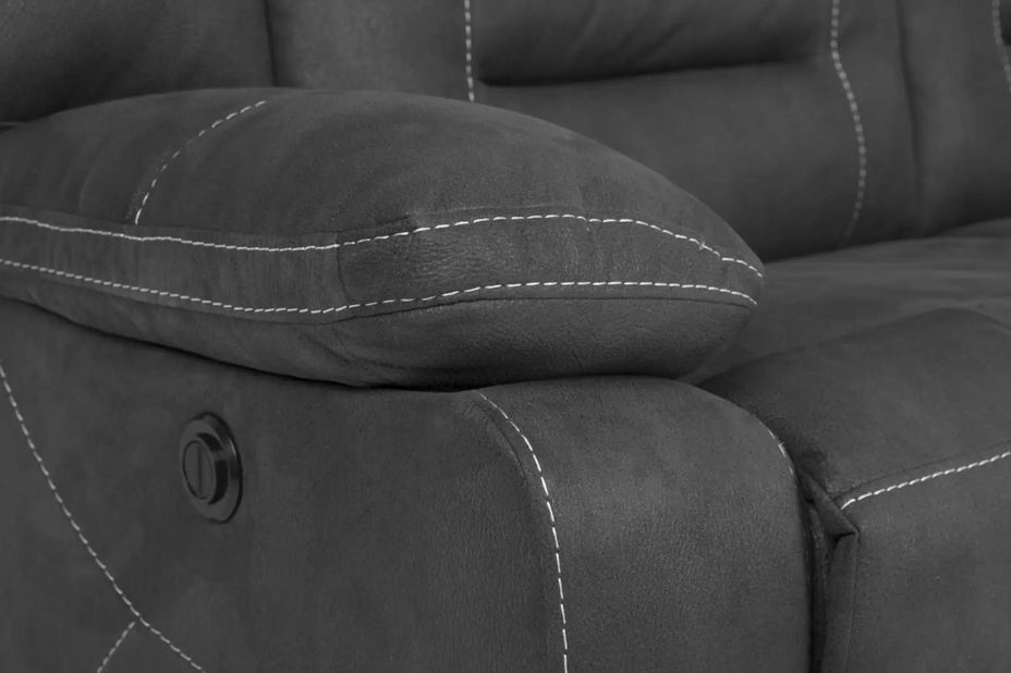 Canapé de relaxation en nubuck gris foncé Korsa - manuel ou électrique - 1, 2 ou 3 places - Photo n°6