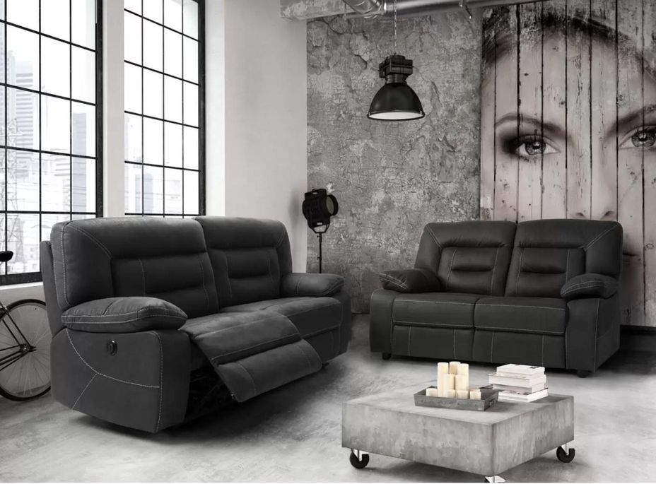 Canapé de relaxation en nubuck gris foncé Korsa - manuel ou électrique - 1, 2 ou 3 places - Photo n°1