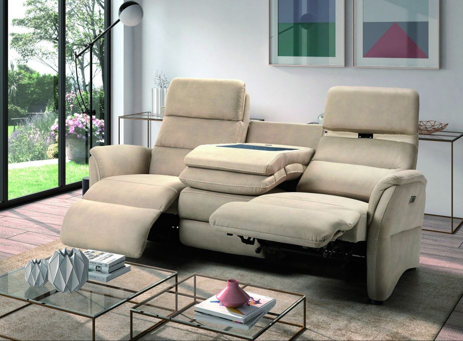 Canapé de relaxation en nubuck Valenza - manuel ou électrique - 2 couleurs - 1, 2 ou 3 places - Photo n°1