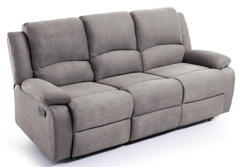 Canapé de relaxation manuel 3 places microfibre gris Confort - Photo n°4