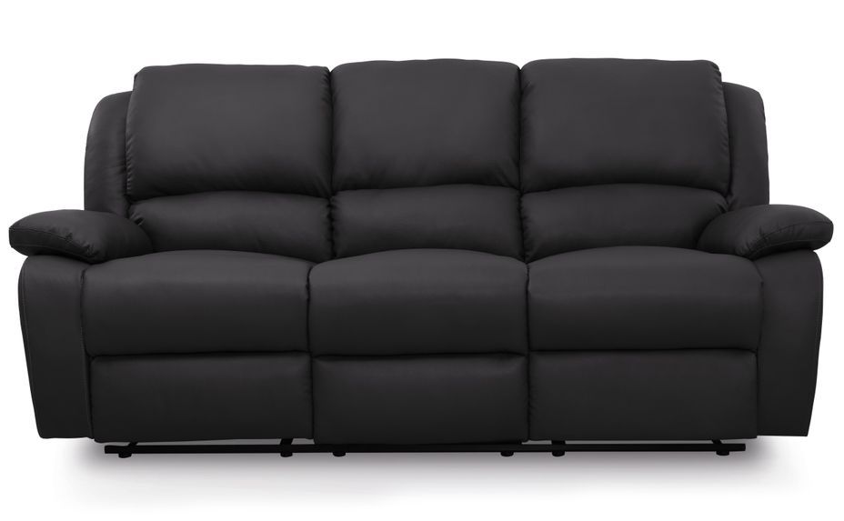 Canapé de relaxation manuel 3 places microfibre noir Confort - Photo n°1