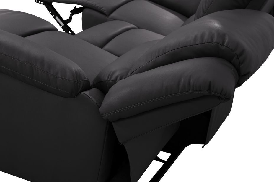 Canapé de relaxation manuel 3 places microfibre noir Confort - Photo n°6