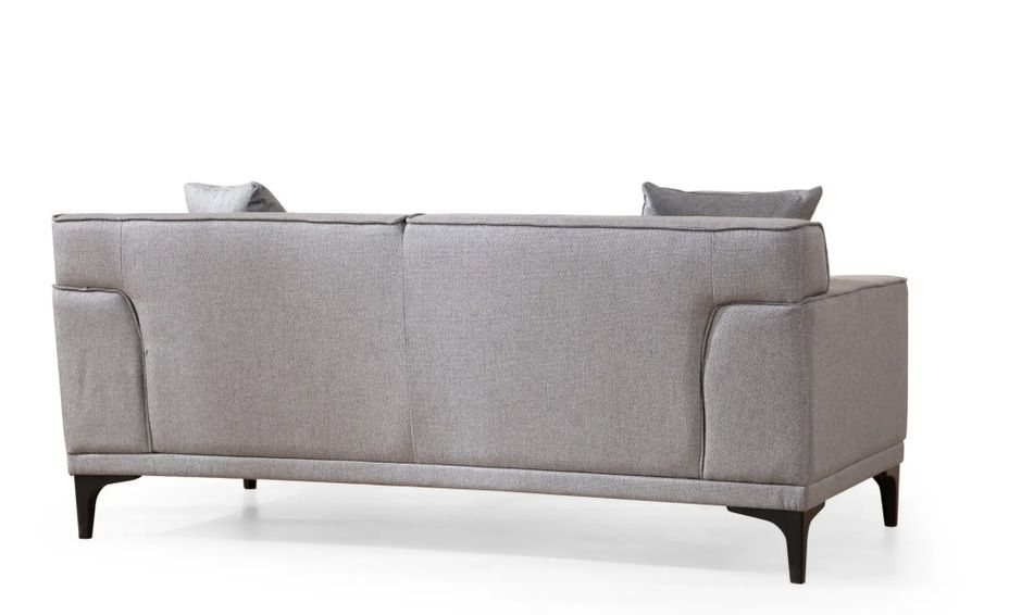Canapé droit 2 places en tissu gris clair avec 2 coussin Tivano 163 cm - Photo n°5