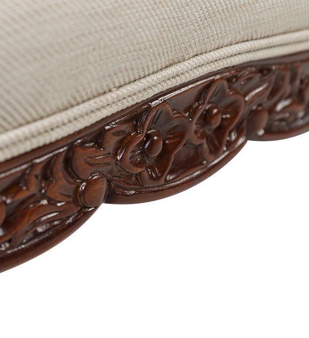 Canapé en bois d'acajou marron et assise tissu beige Castle 160 cm - Photo n°6