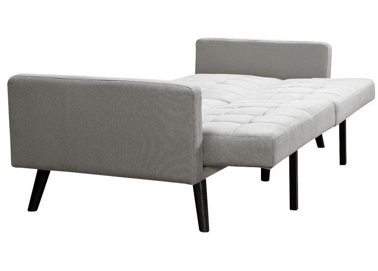Canapé lit 3 places tissu gris clair et pieds bois noir Adel 208 cm - Photo n°6