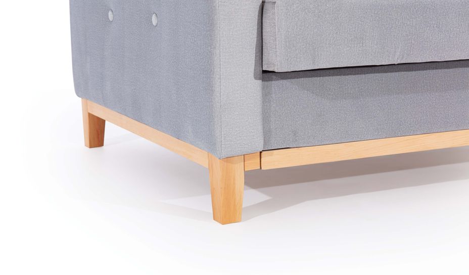 Canapé lit 3 places tissu gris clair et pieds en bois de hêtre Saline 216 cm - Photo n°8
