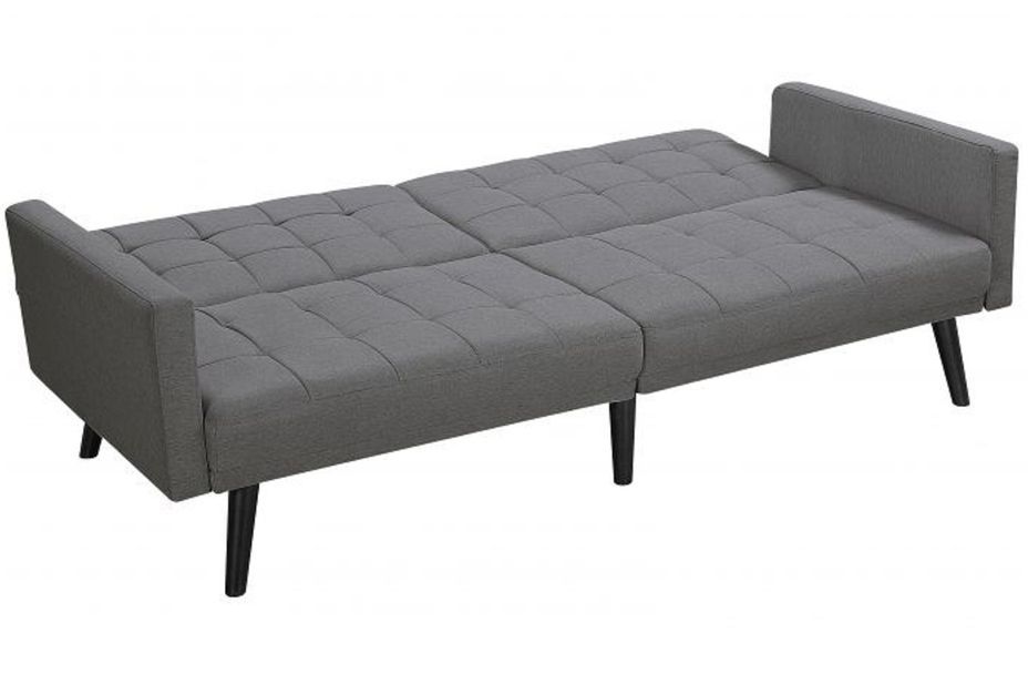 Canapé lit 3 places tissu gris foncé et pieds bois noir Adel 208 cm - Photo n°4