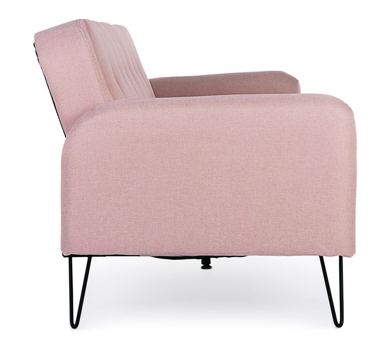 Canapé lit 3 places tissu polyester rose Becky - Photo n°10
