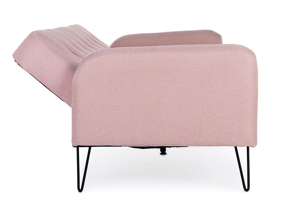 Canapé lit 3 places tissu polyester rose Becky - Photo n°11