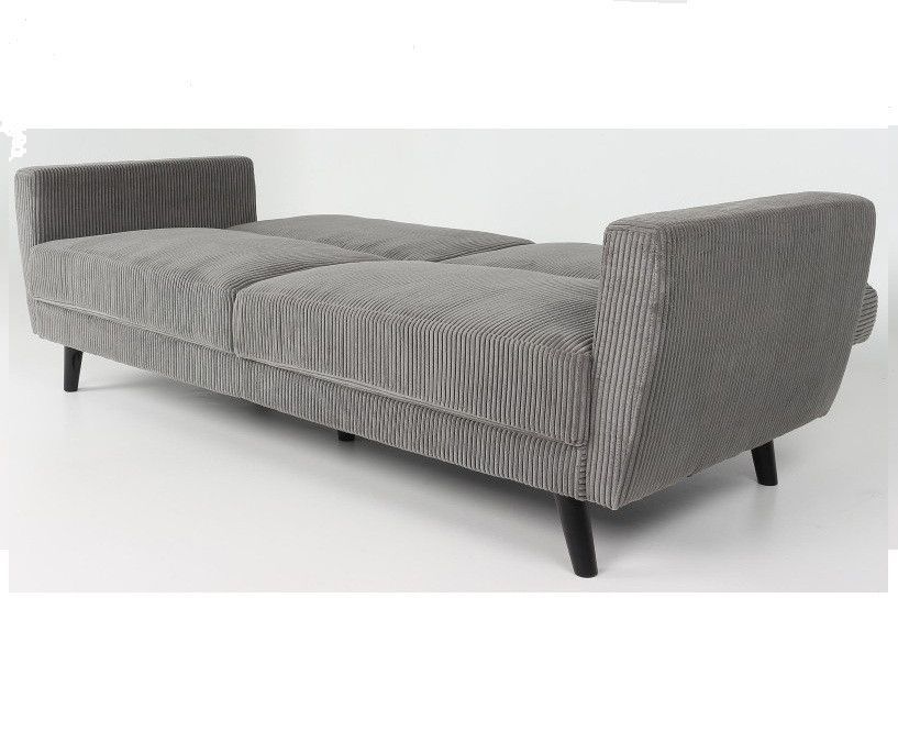 Canapé lit 3 places velours gris clair Kasey 220 cm - Photo n°6