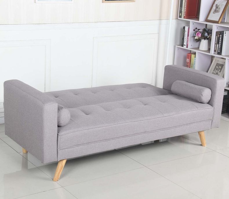 Canapé lit scandinave 3 places tissu gris clair Cansy 186 cm - Photo n°3
