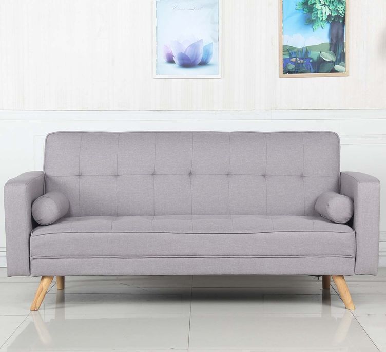 Canapé lit scandinave 3 places tissu gris clair Cansy 186 cm - Photo n°7