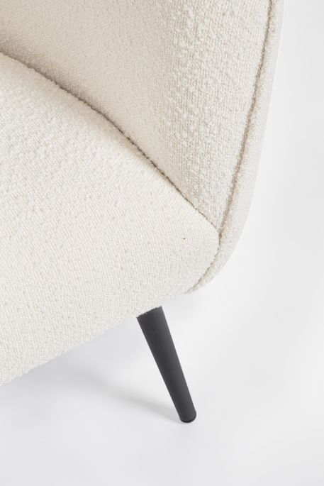 Canapé moderne 2 places tissu doux bouclé blanc et pieds acier noir Kadole 126 cm - Photo n°5