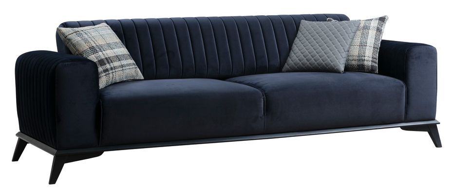 Canapé moderne 3 places tissu bleu marine Leva - Photo n°5