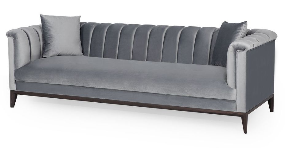 Canapé moderne 3 places velours gris Kubika 228 cm - Photo n°3