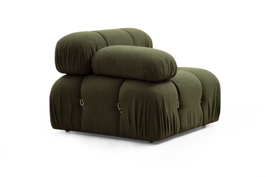 Canapé modulable velours vert 4 places avec pouf Noah - Photo n°3