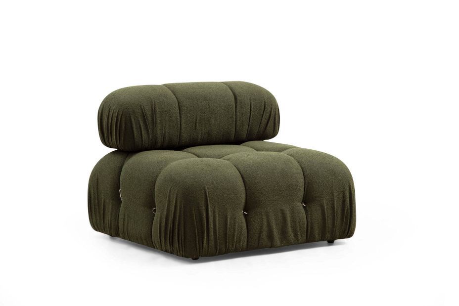 Canapé modulable velours vert 4 places avec pouf Noah - Photo n°6