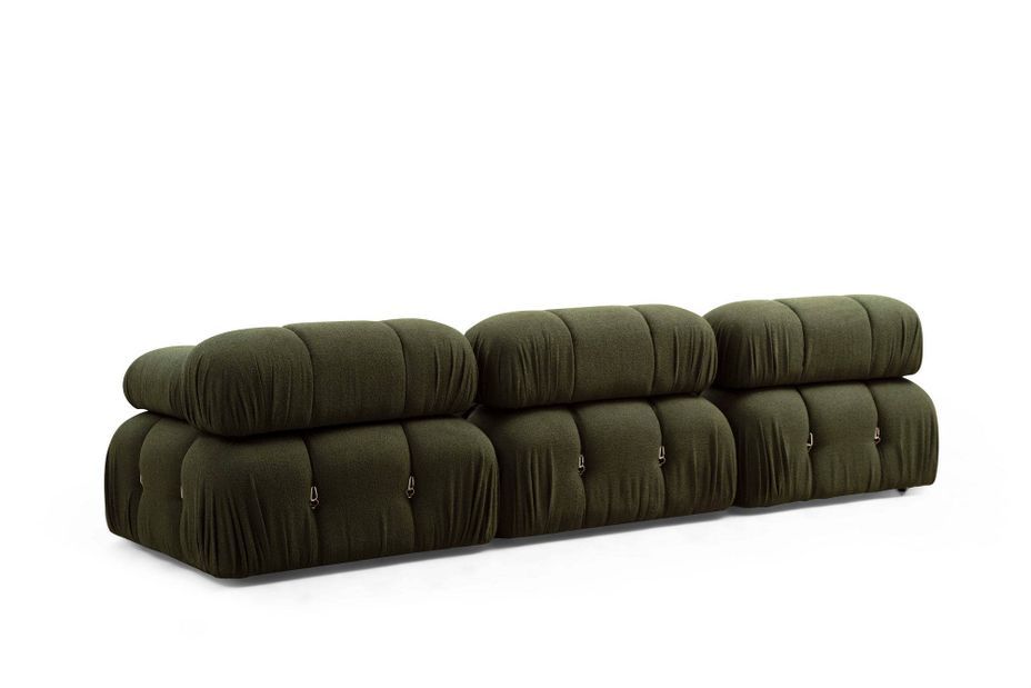 Canapé modulable velours vert 4 places avec pouf Noah - Photo n°4