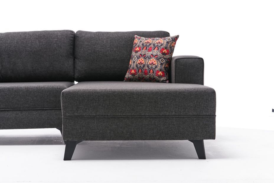 Canapé panoramique tissu anthracite méridiennes modulables Kinju 305 cm - Photo n°10