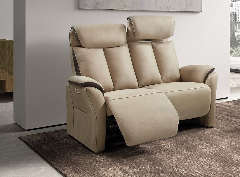 Canapé relaxation électrique en nubuck beige Kondort - 1, 2 ou 3 places - Photo n°3
