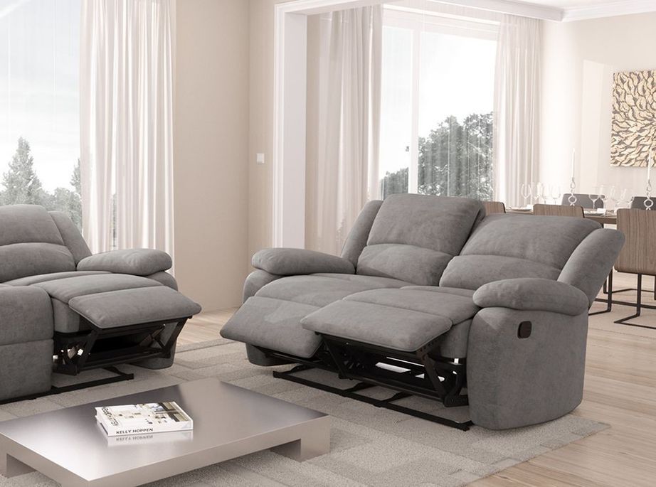 Canapé relaxation manuel 2 places microfibre gris Confort - Photo n°8