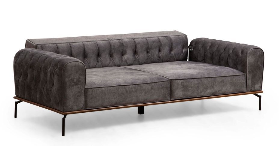 Canapé tissu doux anthracite 3 places Zircona 225 cm - Photo n°8
