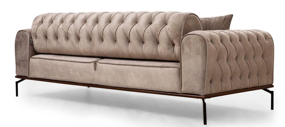 Canapé tissu doux beige 3 places Zircona 225 cm - Photo n°5