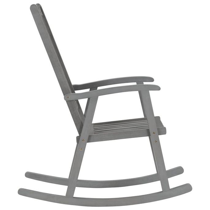Chaise à bascule avec coussin Gris Bois d'acacia massif 7 - Photo n°4