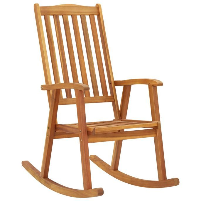 Chaise à bascule avec coussins Bois d'acacia massif 12 - Photo n°2