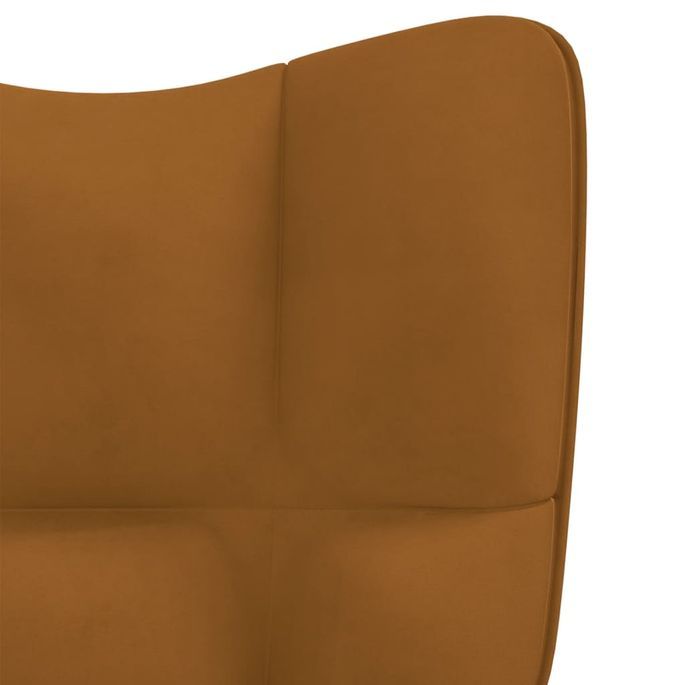 Chaise à bascule avec repose-pied Marron Velours 2 - Photo n°9