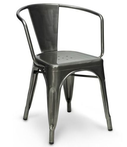 Chaise avec accoudoirs industrielle acier bronze Woody - Photo n°1