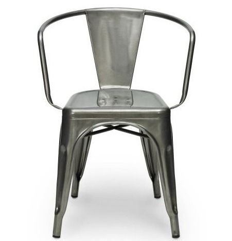 Chaise avec accoudoirs industrielle acier bronze Woody - Photo n°2