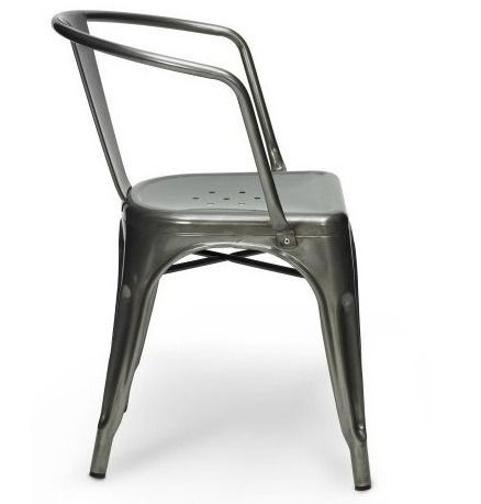 Chaise avec accoudoirs industrielle acier bronze Woody - Photo n°3
