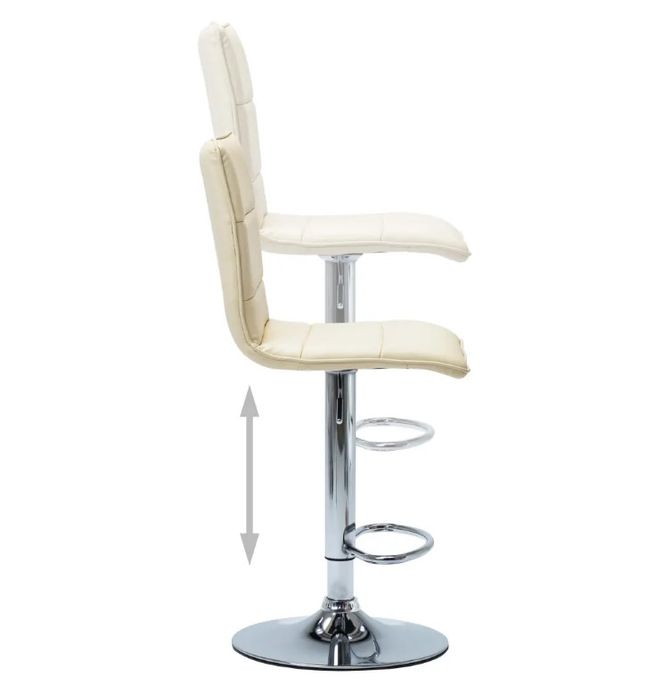 Home Chaise de bar simili cuir beige et métal chromé Rand Lot de 2 LesTendances.fr