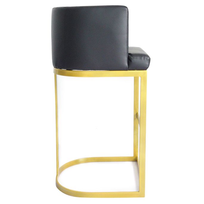 Chaise de bar simili cuir noir et pieds métal doré Nolan LesTendances.fr