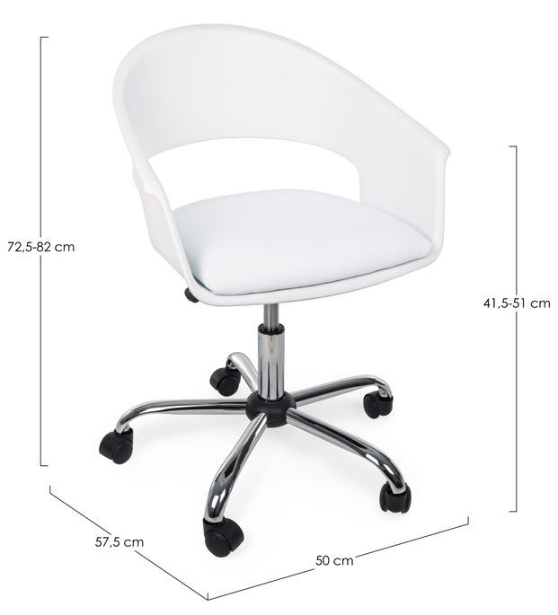 Chaise de bureau pivotante plastique blanc Waly - Photo n°3